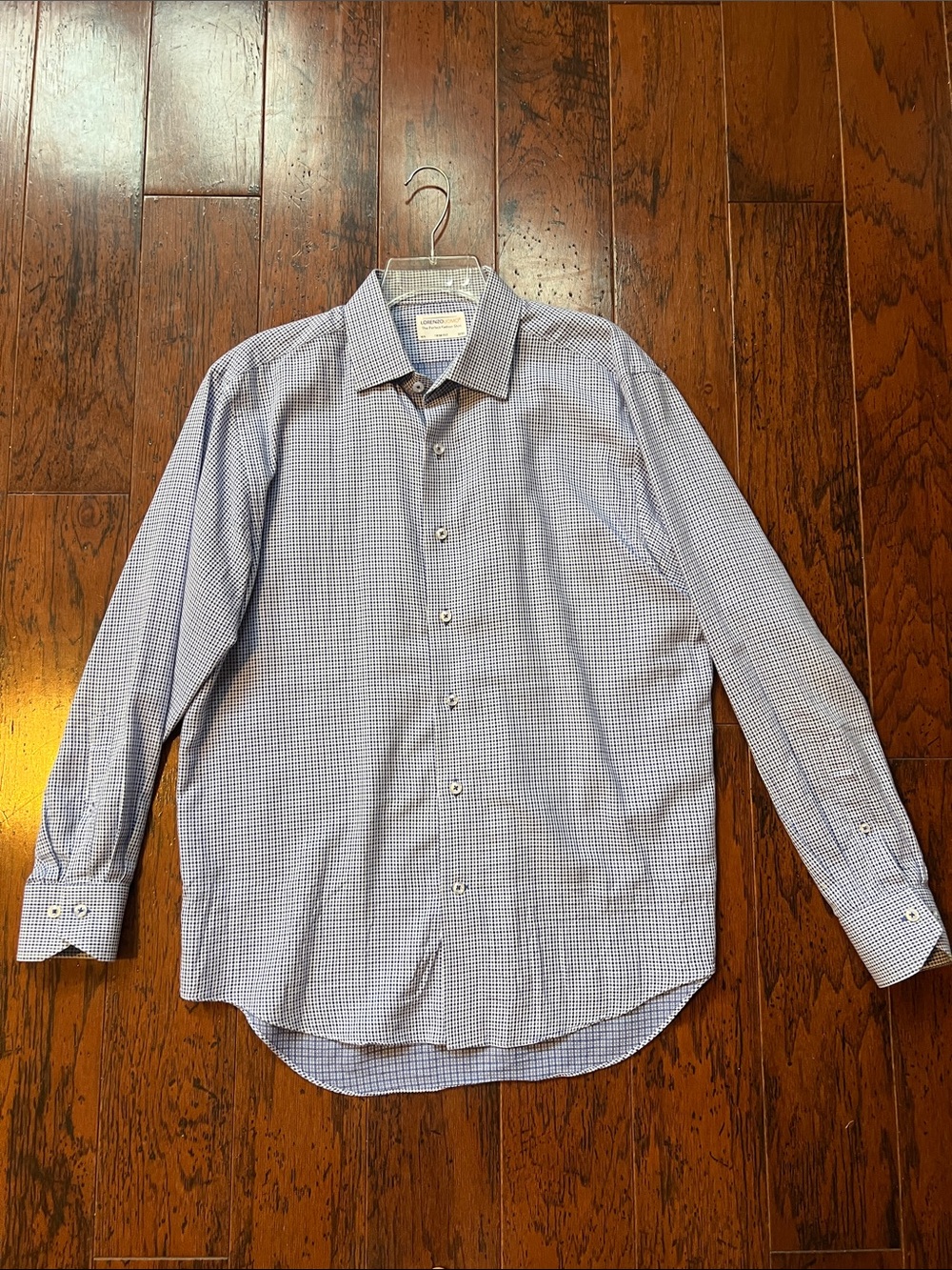 Lorenzo Uomo Blue Micro-Check Dress Shirt